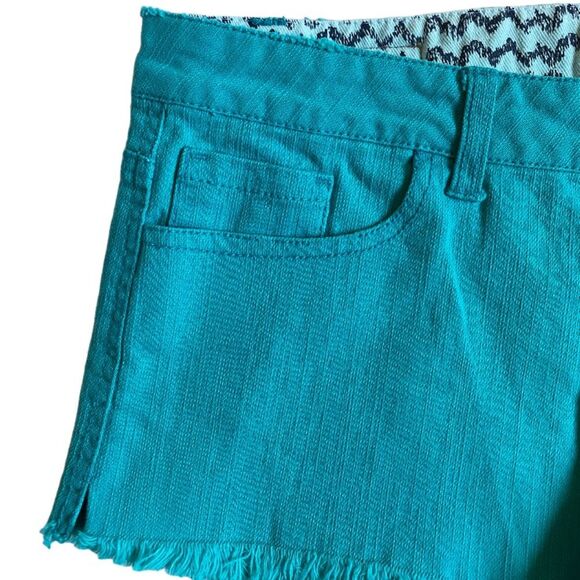 O'Neill Community Jean Shorts Women's Size 7 Teal Denim Raw Hem Beach Summer - Picture 2 of 12